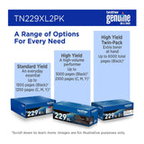 Brother Genuine TN229XL2PK Black High Yield Toner Cartridge (Twin Pack)
