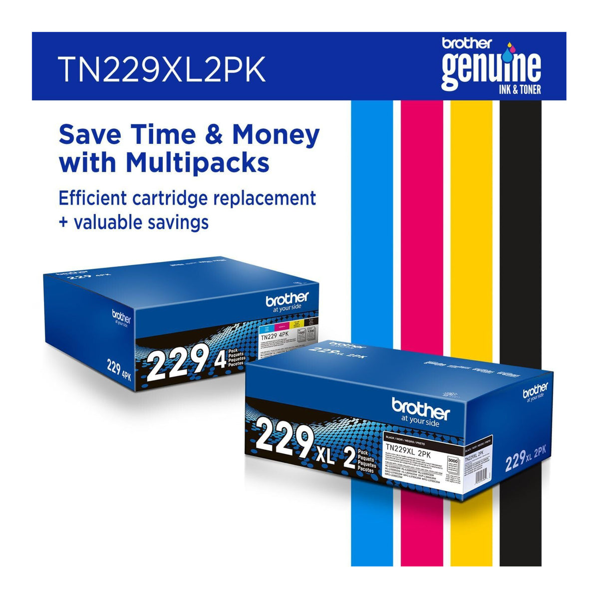 Brother Genuine TN229XL2PK Black High Yield Toner Cartridge (Twin Pack)