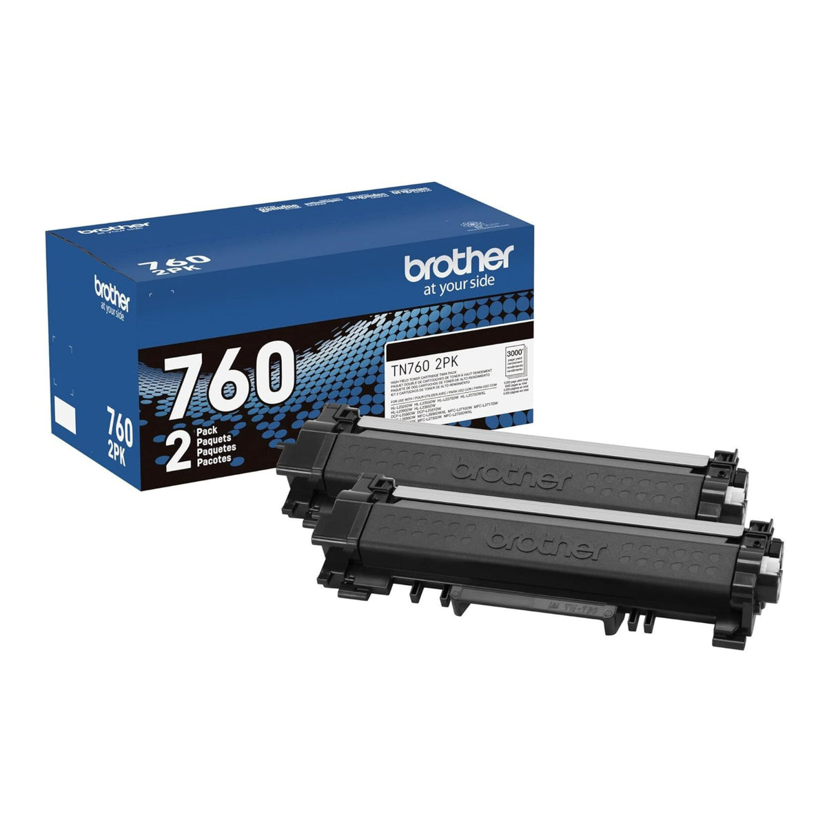 Brother Genuine TN7602PK High-Yield Black Toner Cartridge (Twin Pack)
