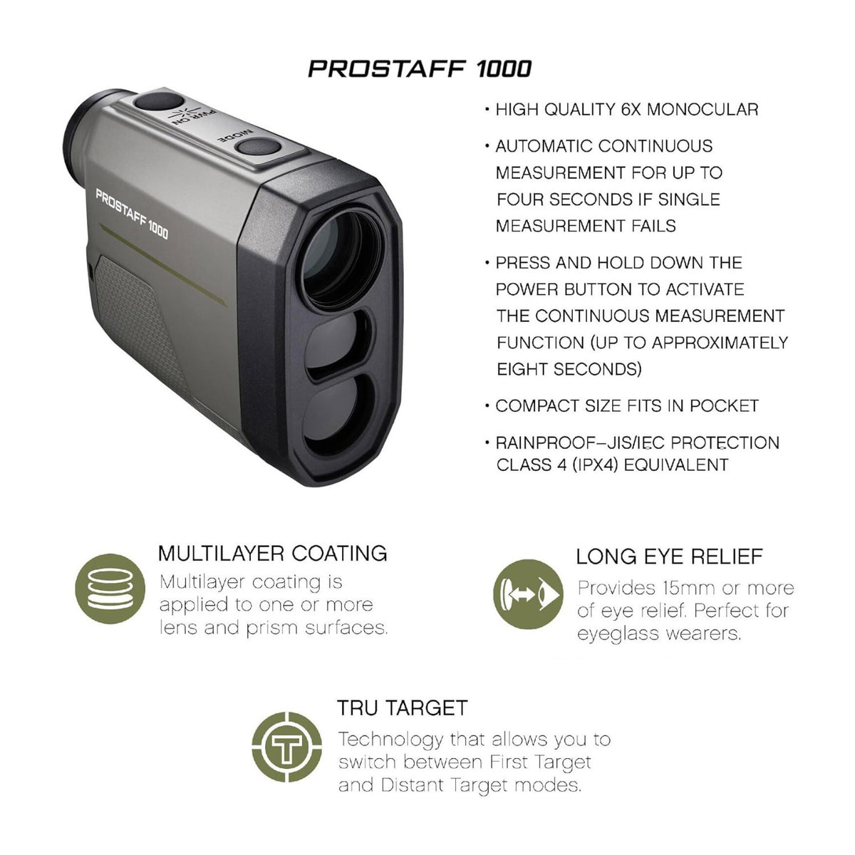 Nikon PROSTAFF 1000 6x20mm Laser Rangefinder (Certified Refurbished)