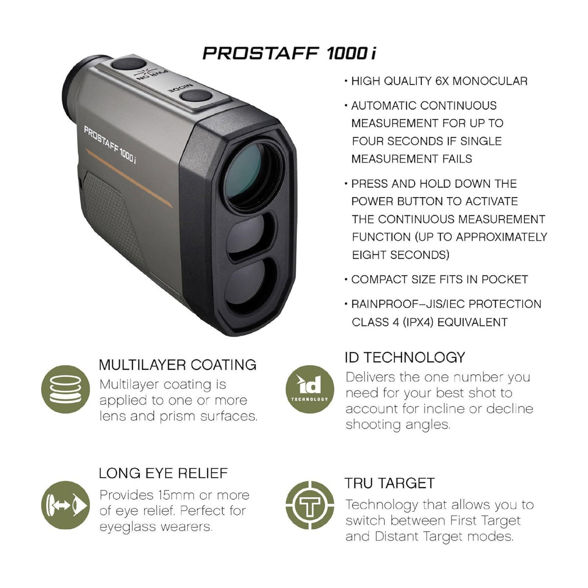 Nikon 6x20 PROSTAFF 1000i Laser Rangefinder (Certified Refurbished)