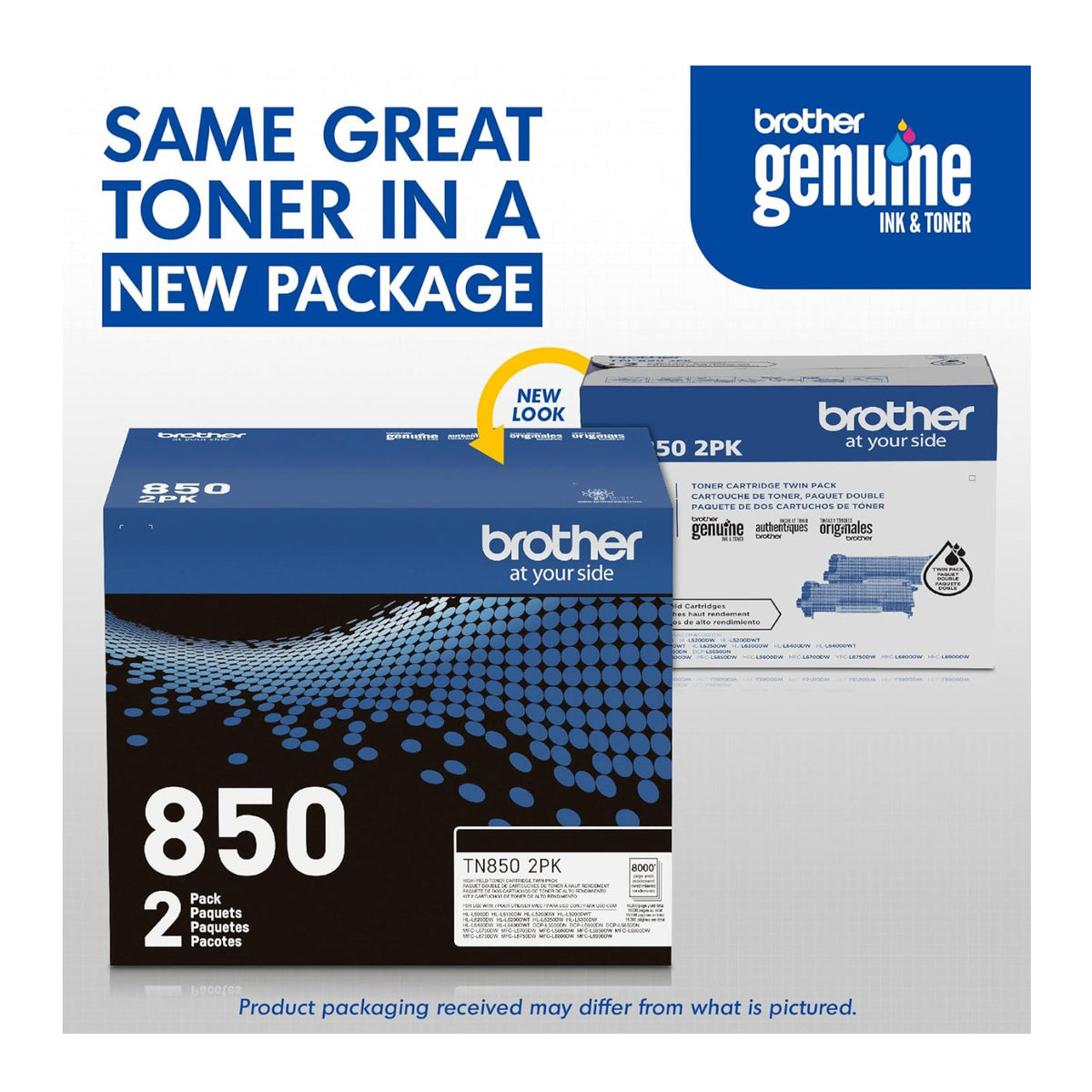 Brother TN850 High-Yield Black Toner Cartridge Twin Pack (TN8502PK)