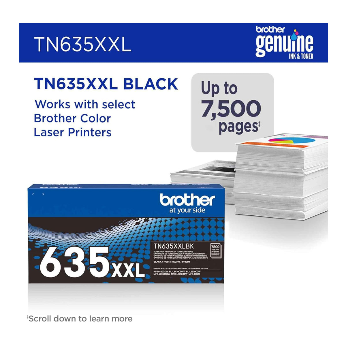 Brother Genuine TN635XXLBK Super High Yield Toner Cartridge (Black)