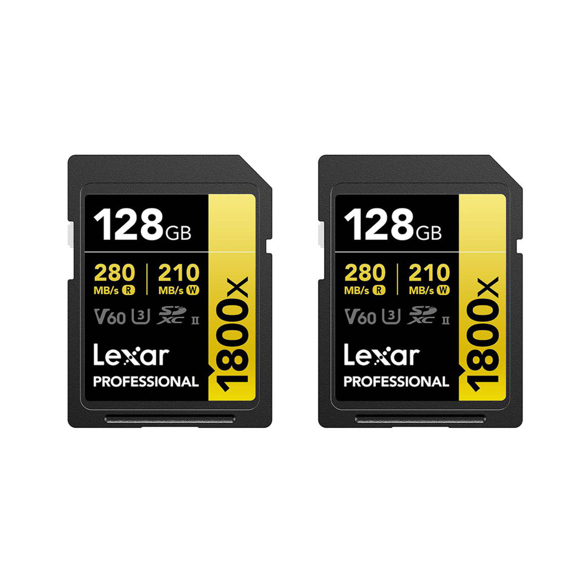 Lexar 128GB Professional 1800x UHS-II SDXC Memory Card (GOLD Series, 2-Pack) (Open Box)