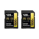 Lexar 128GB Professional 1800x UHS-II SDXC Memory Card (GOLD Series, 2-Pack) (Open Box)