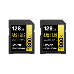 Lexar 128GB Professional 1800x UHS-II SDXC Memory Card (GOLD Series, 2-Pack) (Open Box)