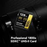Lexar 128GB Professional 1800x UHS-II SDXC Memory Card (GOLD Series, 2-Pack) (Open Box)