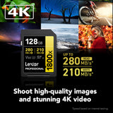 Lexar 128GB Professional 1800x UHS-II SDXC Memory Card (GOLD Series, 2-Pack) (Open Box)