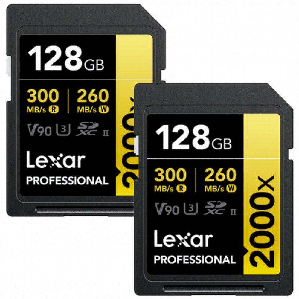 Lexar 128GB Professional 2000x SD Card, UHS-II (2-Pack) (Open Box)
