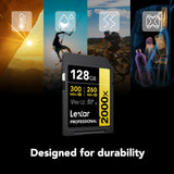 Lexar 128GB Professional 2000x SD Card, UHS-II (2-Pack) (Open Box)