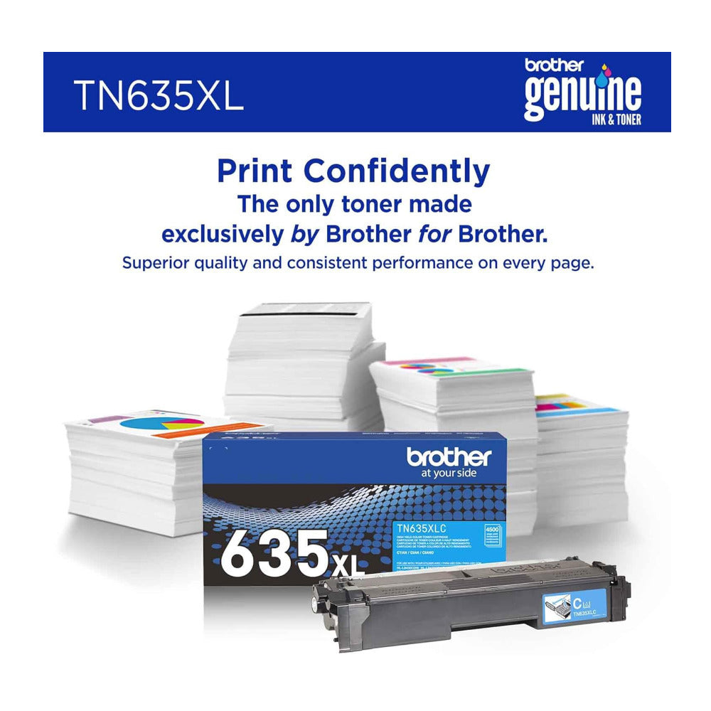 Brother Genuine TN635XLC High Yield Cyan Toner Cartridge