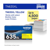 Brother Genuine TN635XLY High Yield Yellow Toner Cartridge (1 Pack)