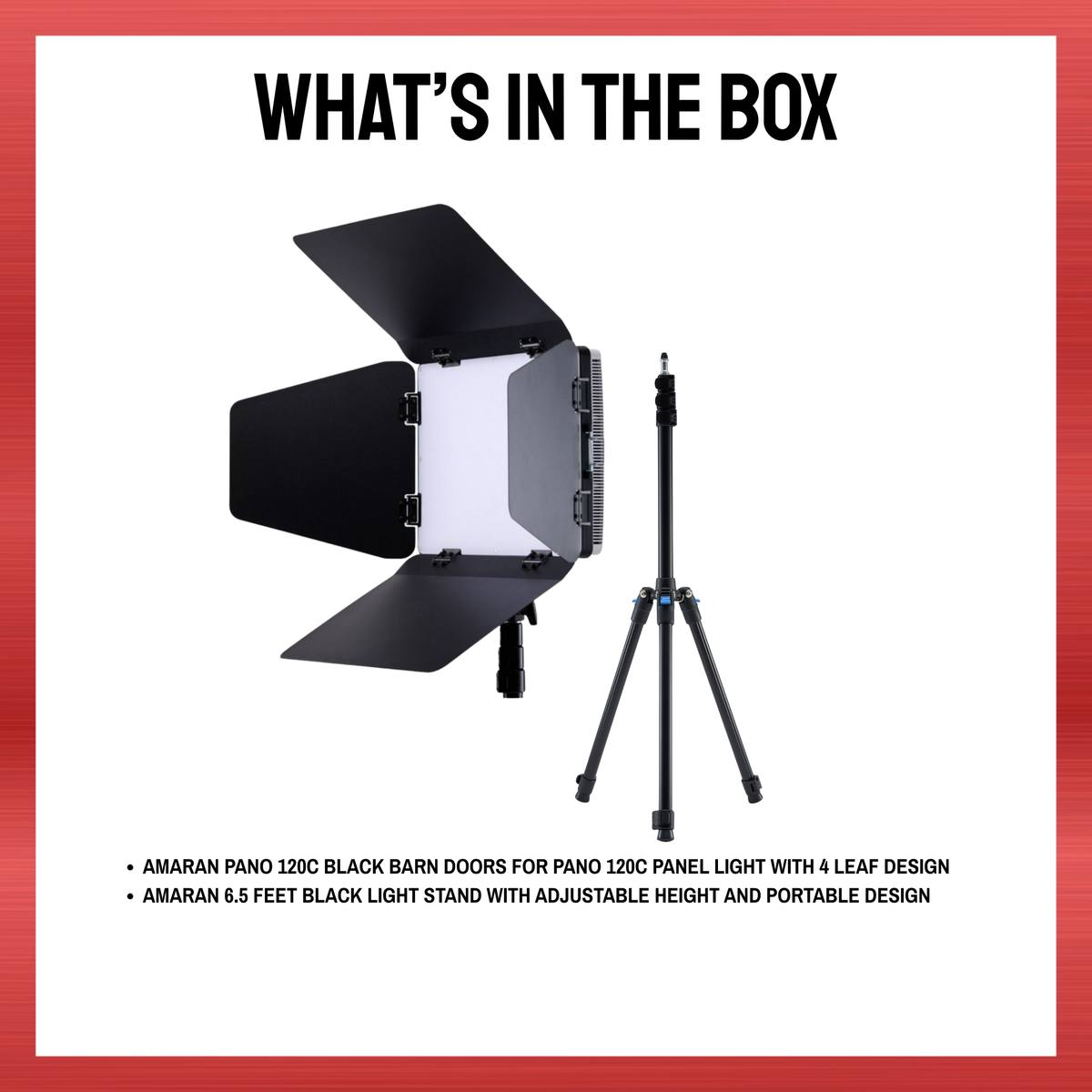 Amaran Pano 120c Barn Door with Adjustable Light Stand