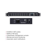 CyberPower PDU41001 Switched PDU (Derated to 12A), 8 Outlets, 1U Rackmount