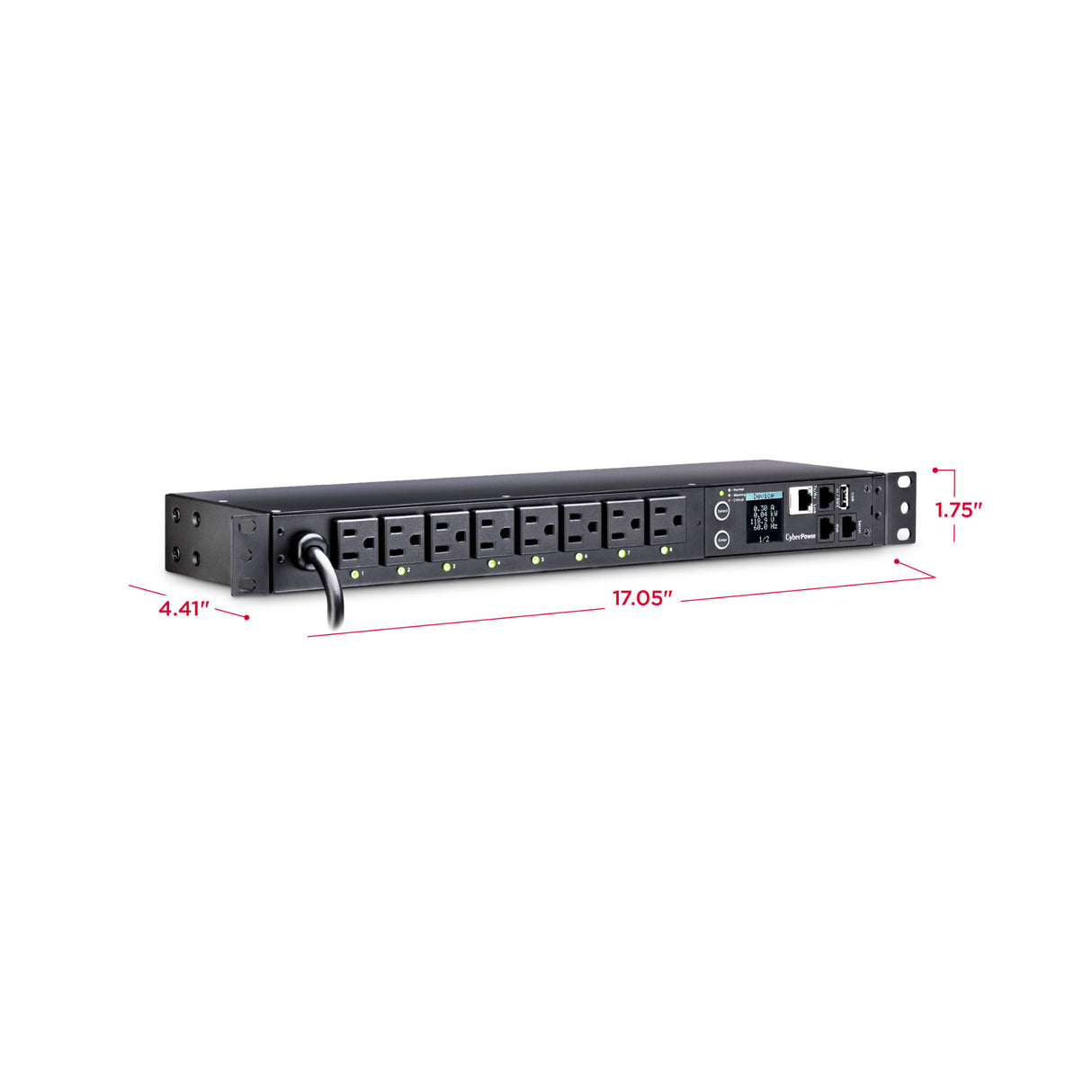 CyberPower PDU41001 Switched PDU (Derated to 12A), 8 Outlets, 1U Rackmount