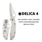 Spyderco Delica 4 Signature Knife with 2.95 Inch VG-10 Steel Blade and Stainless Steel Handle