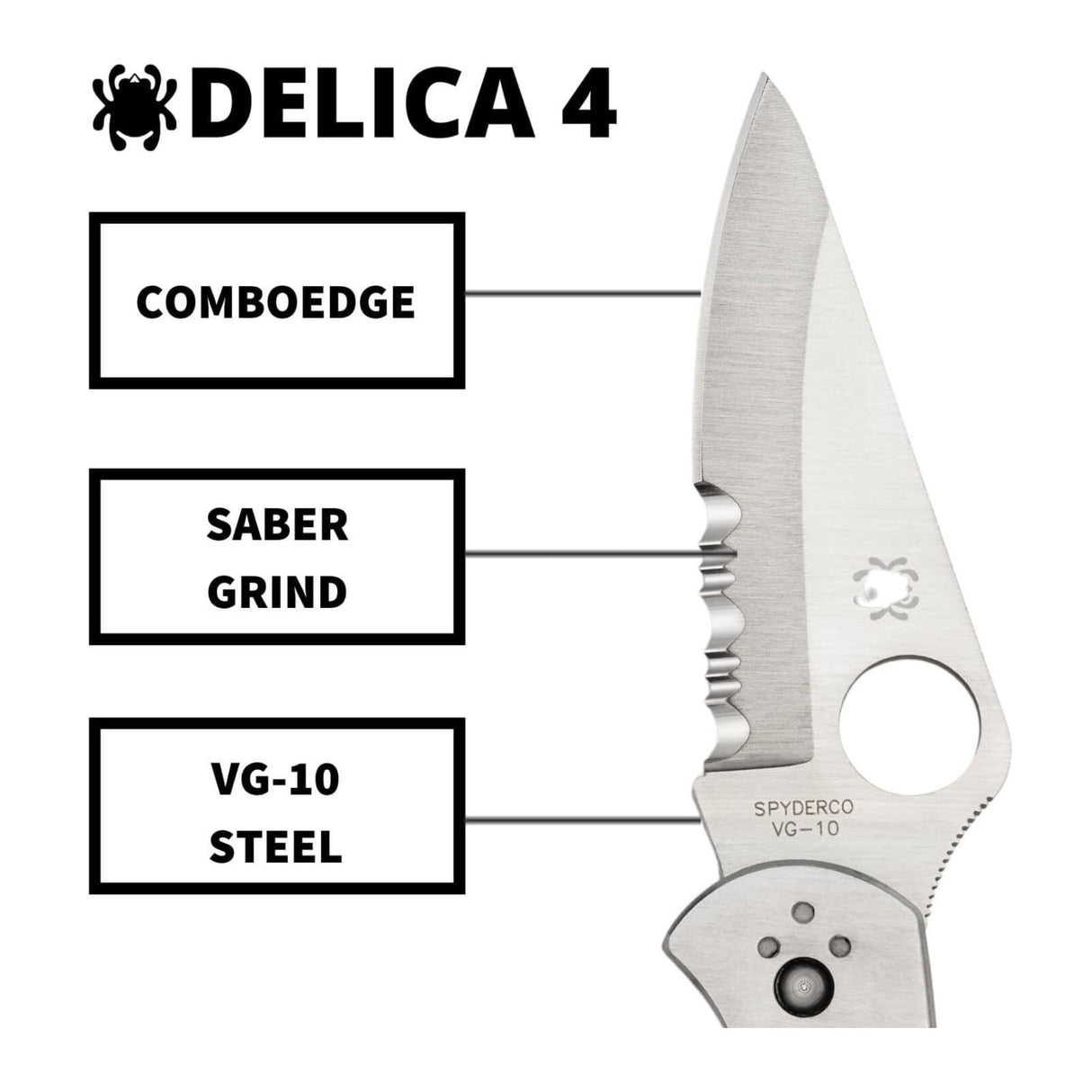 Spyderco Delica 4 Signature Knife with 2.95 Inch VG-10 Steel Blade and Stainless Steel Handle