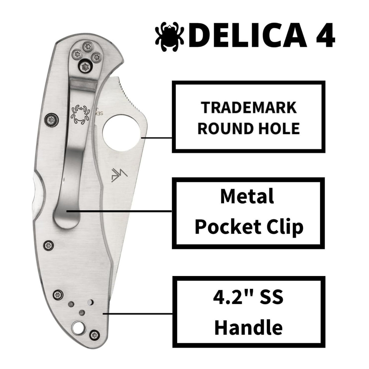 Spyderco Delica 4 Signature Knife with 2.95 Inch VG-10 Steel Blade and Stainless Steel Handle