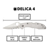 Spyderco Delica 4 Signature Knife with 2.95 Inch VG-10 Steel Blade and Stainless Steel Handle