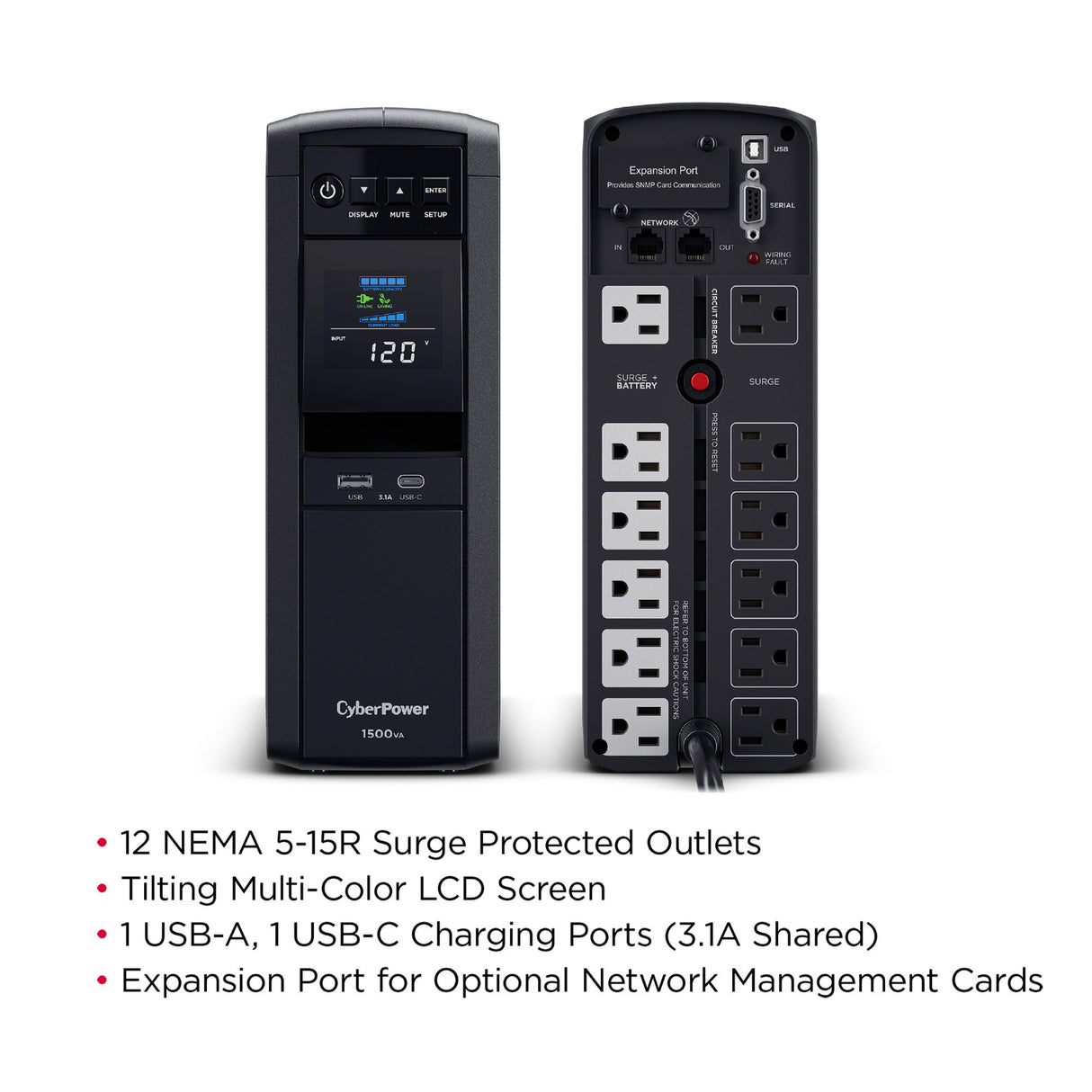 CyberPower CP1500PFCLCD PFC Sinewave UPS Battery Backup and Surge Protector