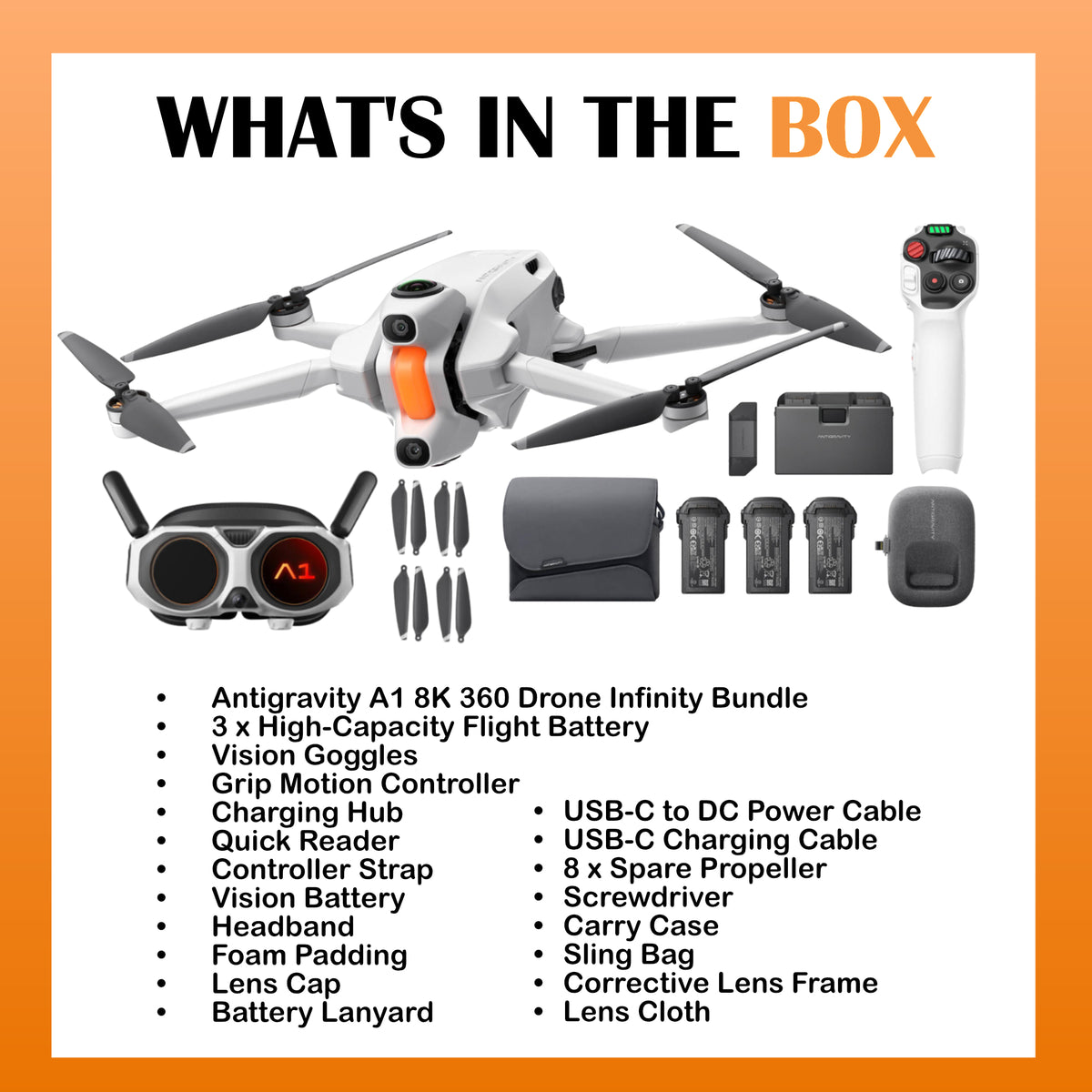 Antigravity A1 8K 360 Drone Infinity Bundle (Open Box)