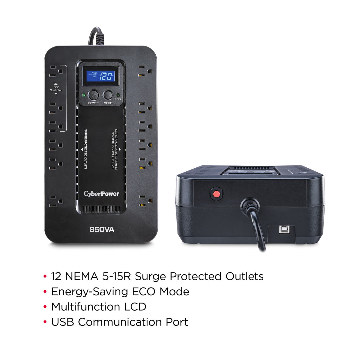 CyberPower Ecologic EC850LCD Uninterruptible Power Supply with Surge Protection