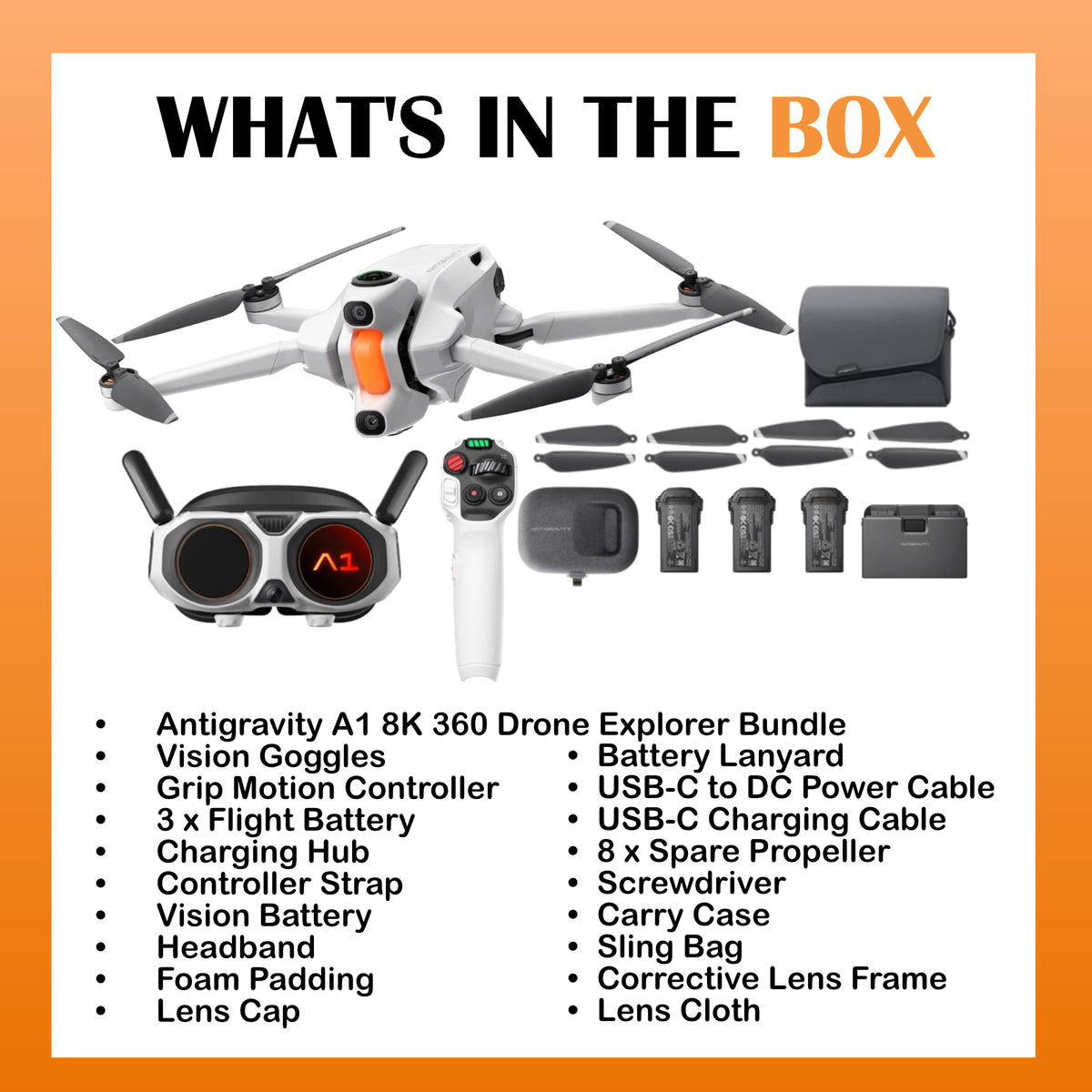 Antigravity A1 8K 360 Drone Explorer Bundle (Open Box)