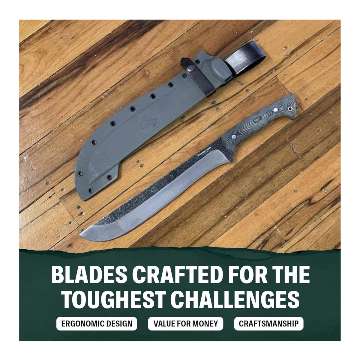 Condor Lobo Machete with Nylon Sheath - Full Tang Blade with Non-Slip Grip