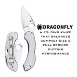 Spyderco Dragonfly Folding Knife - VG-10 PlainEdge Blade, Stainless Steel Handle, Back Lock