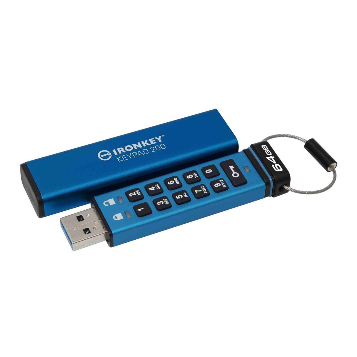 Kingston IronKey Keypad 200 Series 64GB USB-A Encrypted Flash Drive (Blue)