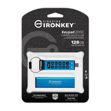 Kingston Ironkey Keypad 200 USB-C 128GB Encrypted Flash Drive (Blue)