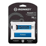 Kingston IronKey Keypad 200 Series 32GB USB-A Encrypted Flash Drive (Blue)