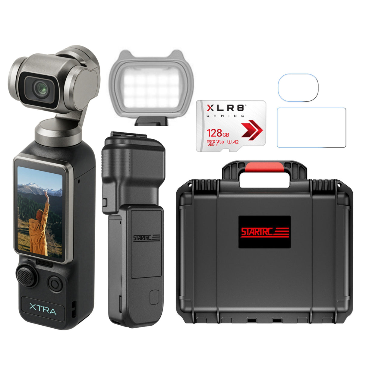 Xtra Edge Muse Gimbal Action Camera with 128GB MicroSD and Accessories Bundle
