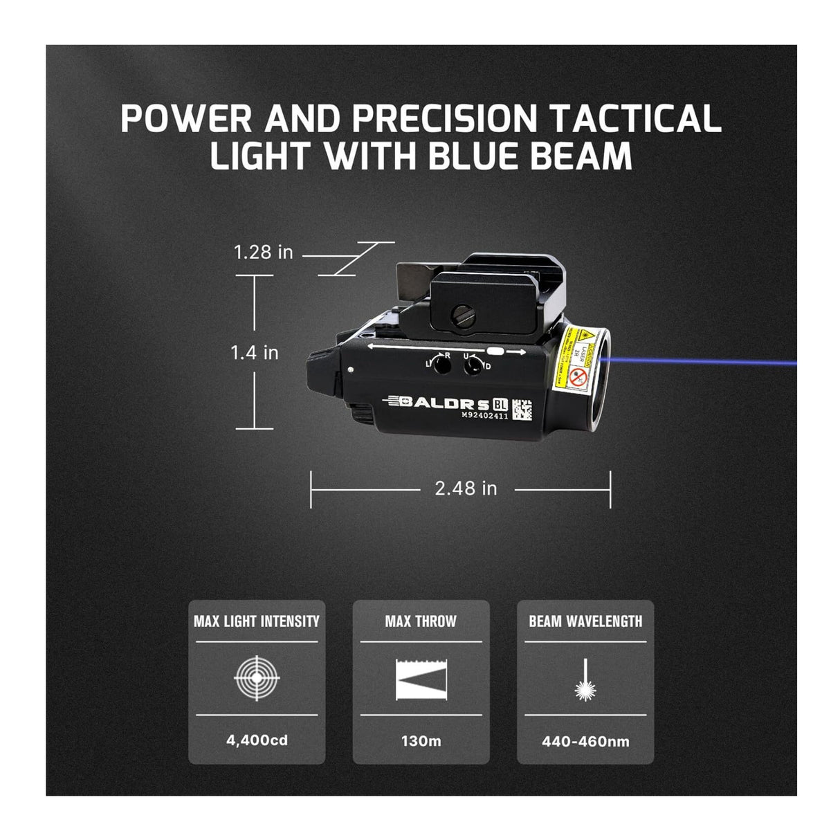 OLIGHT Baldr S Blue Beam 800 Lumens Magnetic USB Rechargeable Flashlight (Black)