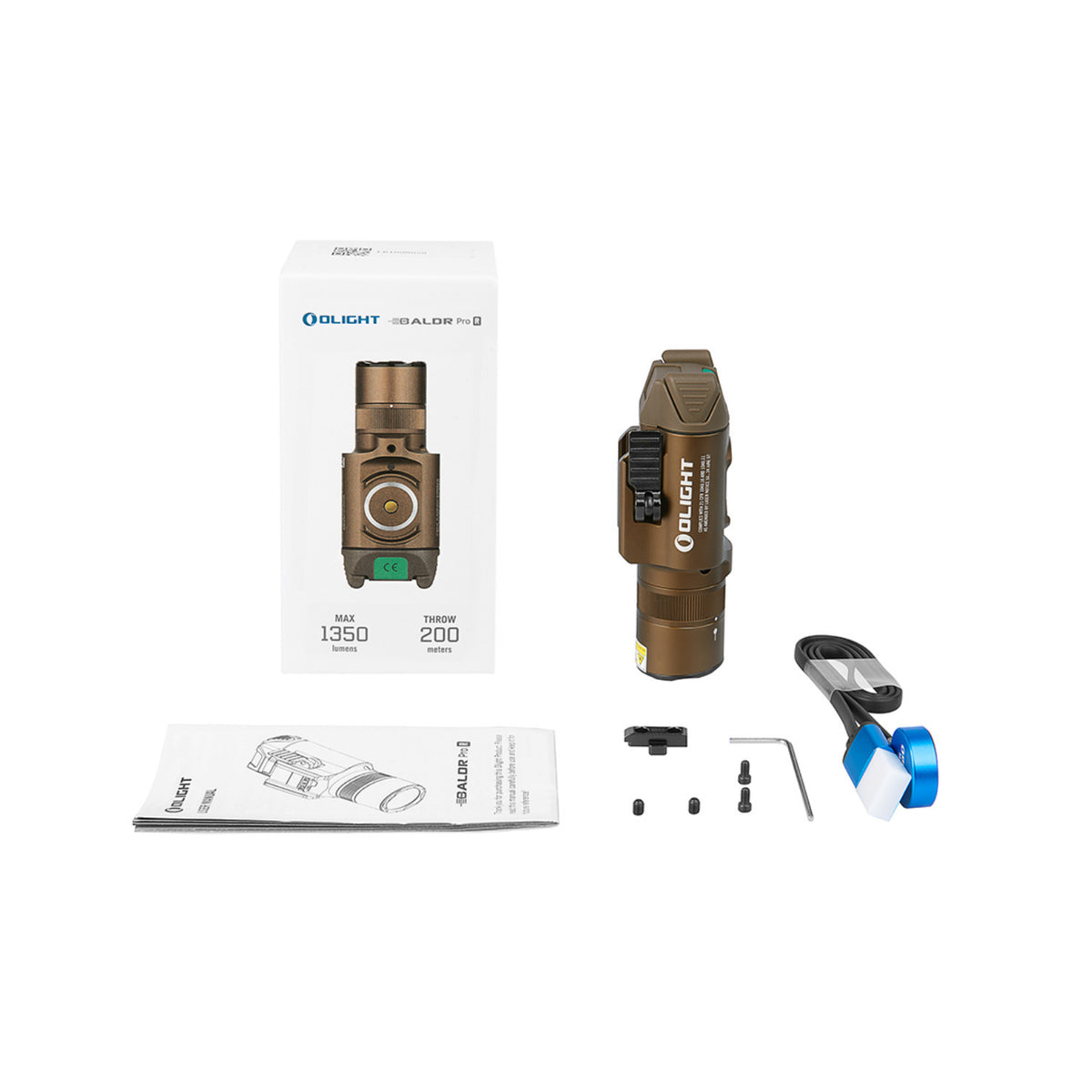 OLIGHT Baldr Pro R Rechargeable Tactical Light with Green Laser (Desert Tan) (Open Box)