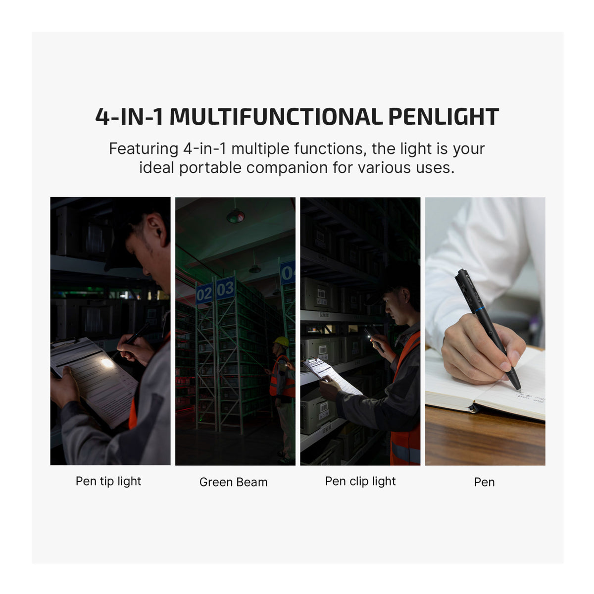 OLIGHT O'Pen 3 Multifunctional Pen Light with 120 Lumens & Green Laser (Black)