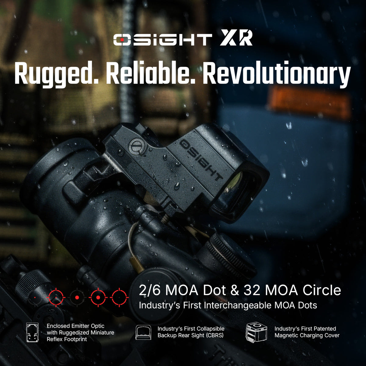 OSIGHT XR Enclosed Red Dot Sight with 2/6 + 32 MOA Multi-Reticle System (Open Box)