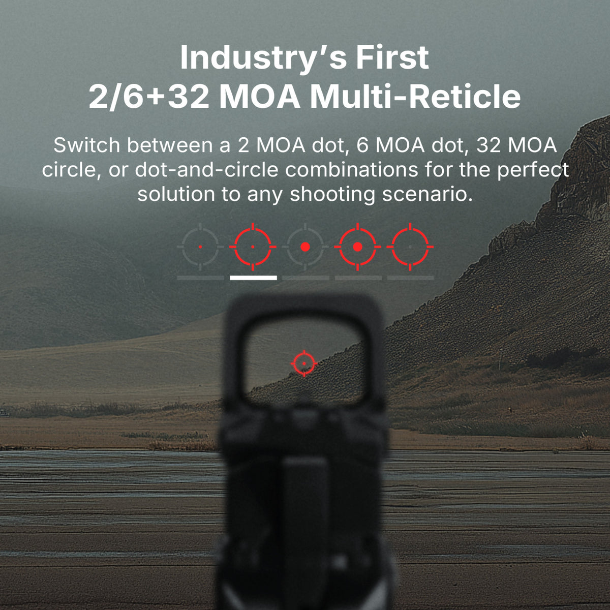 OSIGHT XR Enclosed Red Dot Sight with 2/6 + 32 MOA Multi-Reticle System (Open Box)