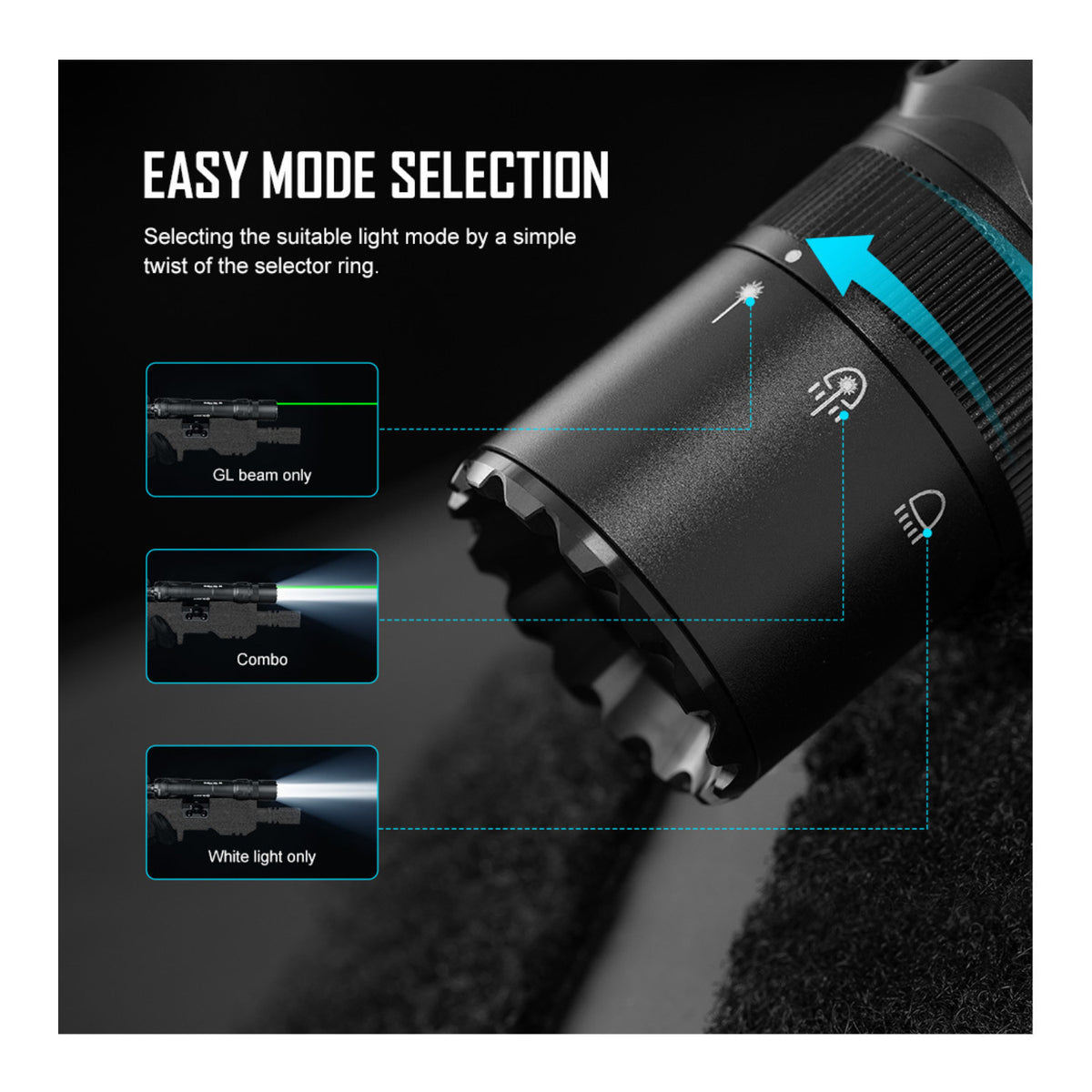 Olight Odin GL M Rechargeable Flashlight with Green Laser (M-LOK, Black) (Open Box)