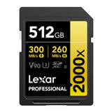 Lexar 512GB Professional 2000x UHS-II SDXC Memory Card