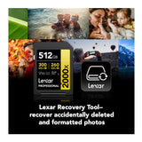 Lexar 512GB Professional 2000x UHS-II SDXC Memory Card