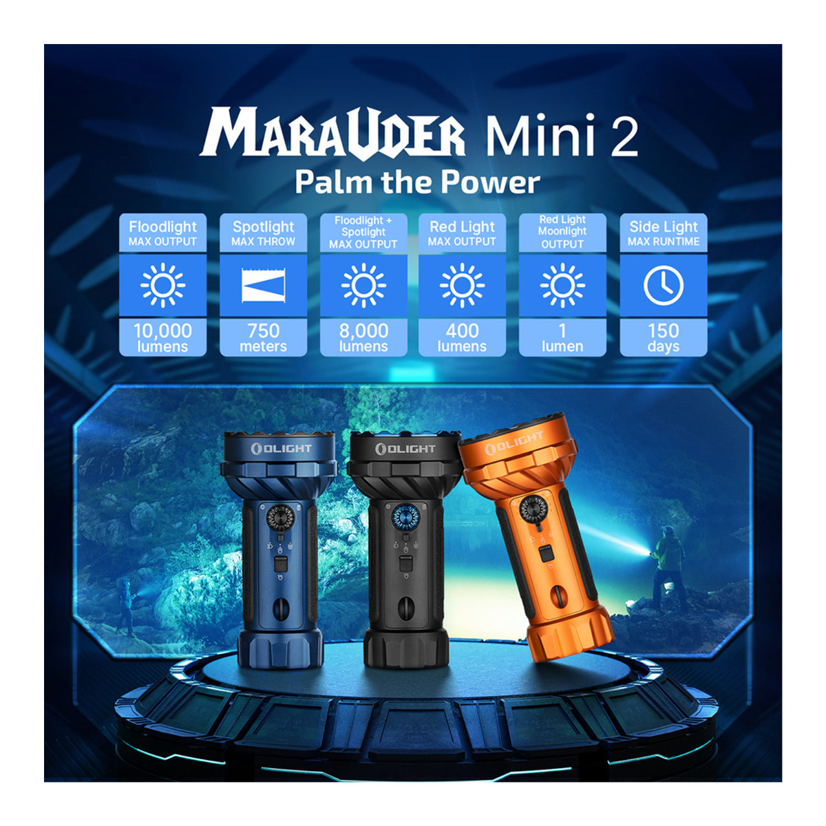 Olight Marauder Mini 2 10,000 Lumen Rechargeable Flashlight (Black) (Open Box)