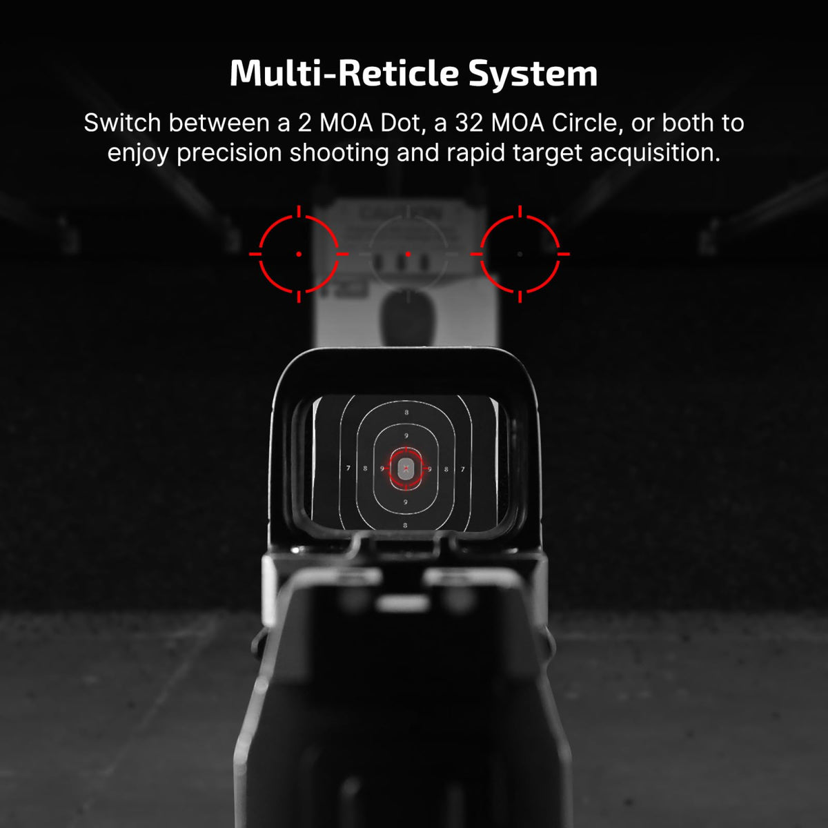 OSIGHT S Multi-Reticle 2 MOA Red Dot and 32 MOA Circle Sight with Charging Cover (Open Box)