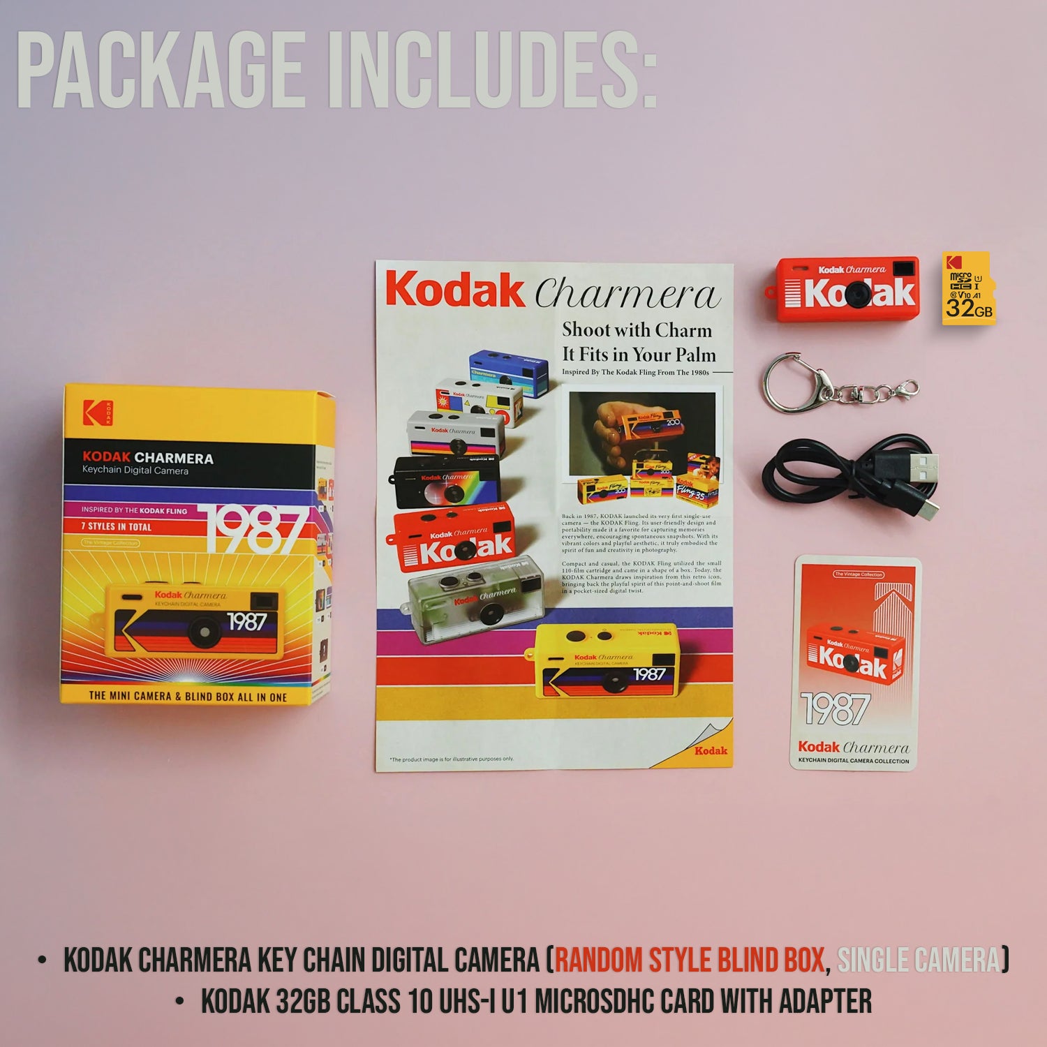 Kodak Charmera Key Chain Digital Camera (Blind Box) w/ 32GB Memory