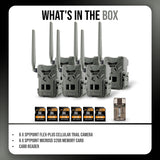 Spypoint FLEX-PLUS Cellular Trail Camera with Memory Card (6-Pack) and Reader