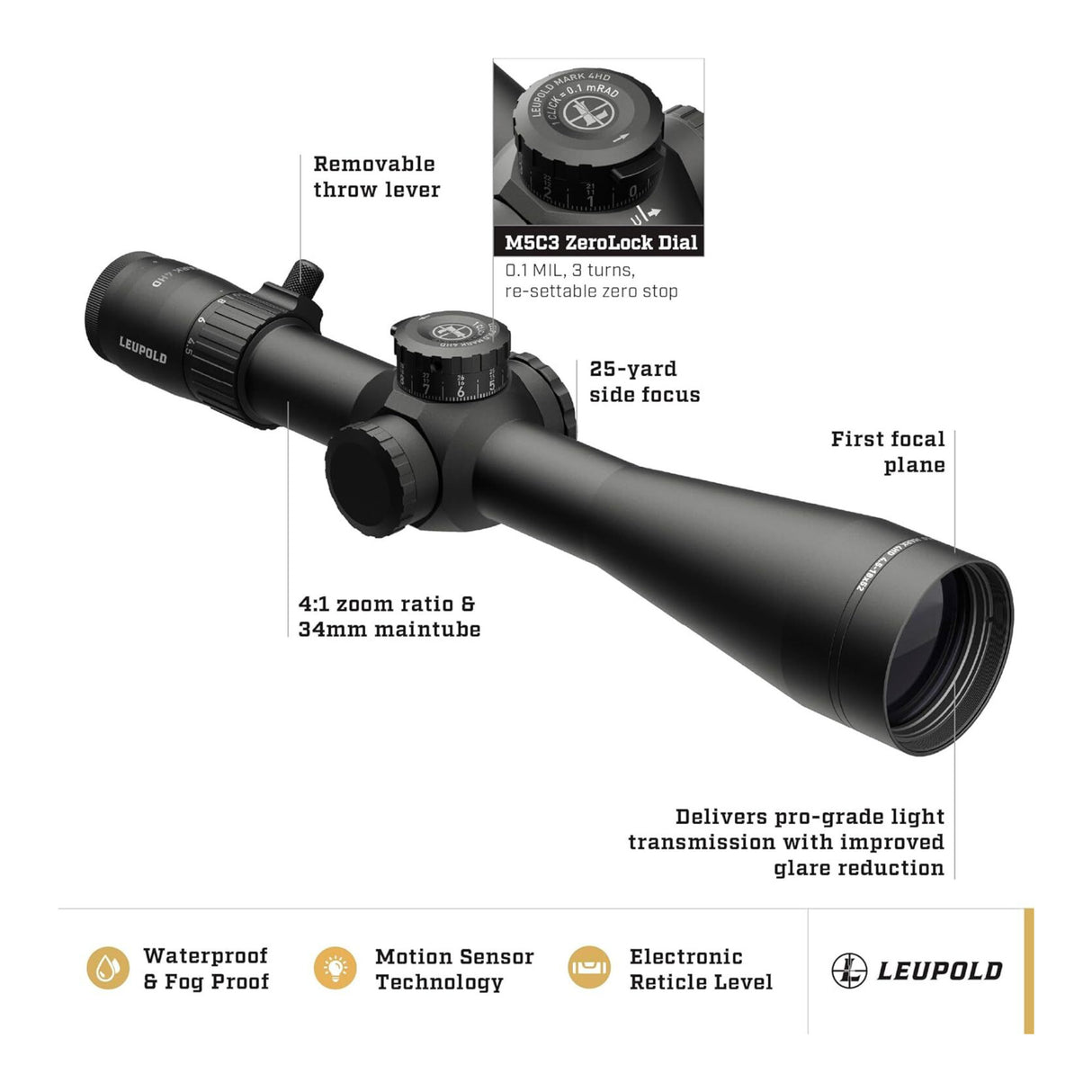 Leupold Mark 4HD 4.5-18x52 M5C3 FFP Riflescope (34mm, Matte Black)