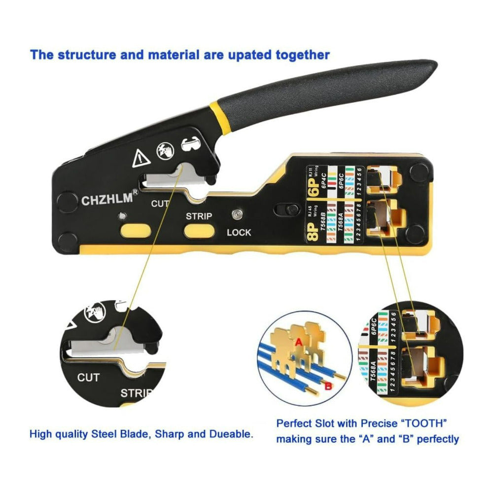 500-Ft Bulk Cat6 Ethernet Cable (Gray) with RJ45 Pass Through Crimper Kit Bundle