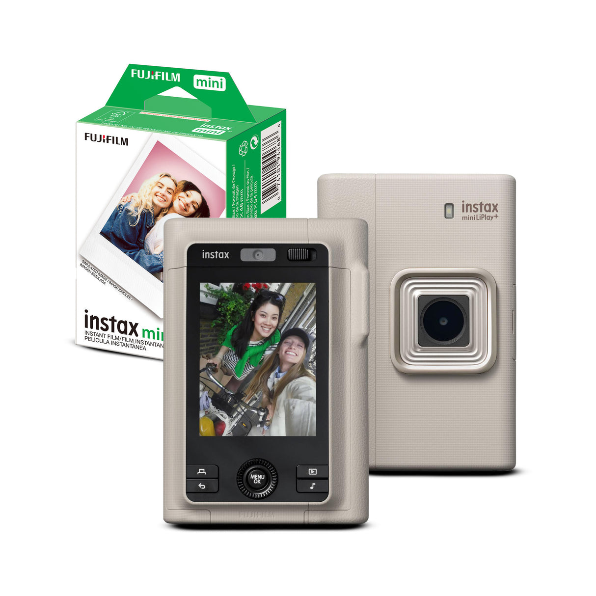 Fujifilm Instax Mini LiPlay+ Camera (Sand Beige) with Twin Film Pack (20 Exp)