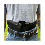 Rounded Belly Band Holster with Wide Elastic Pockets (Large, Black)