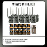 Spypoint FLEX-PLUS Cellular Trail Camera with Memory Card (10-Pack) and Reader